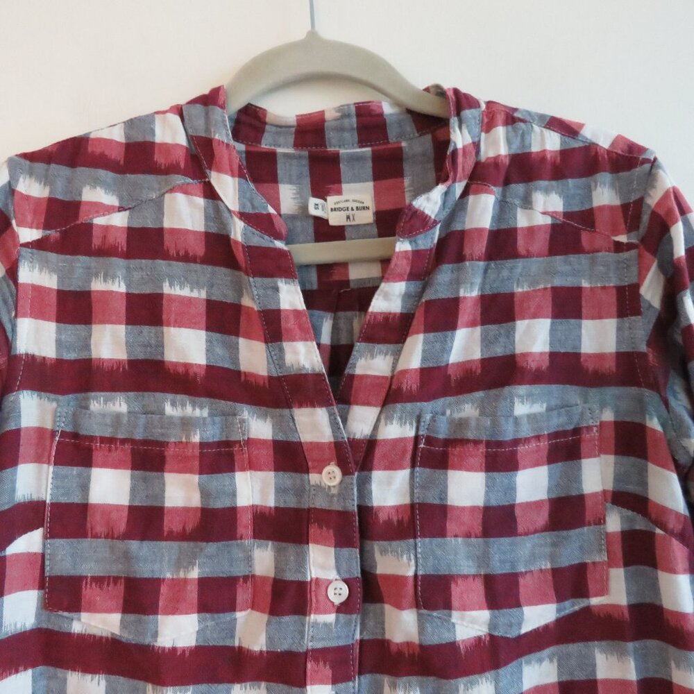 BRIDGE & BURN Dahlia Painted Plaid Red Dress Linen Cotton Prairie - Size XS - Picture 5 of 15